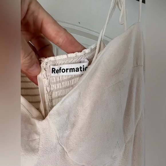 Reformation White Midi Slip Dress with Thigh Slit - Picture 4 of 11